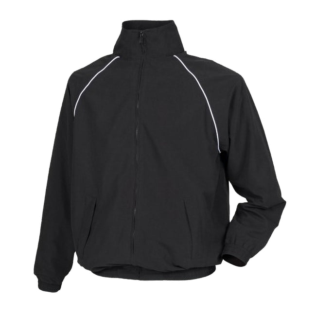 Black- White piping - Front - Tombo Teamsport Childrens Unisex Start Line Track Sports Training Jacket