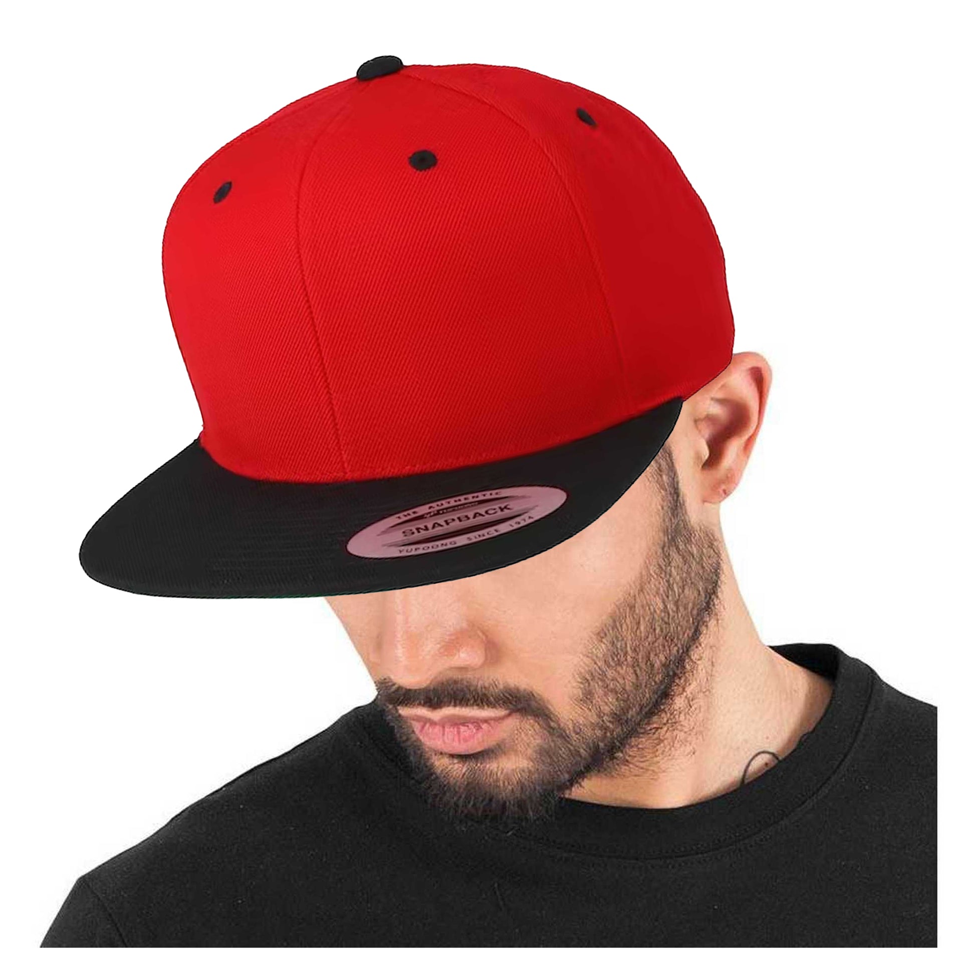 Red-Black - Back - Yupoong Mens The Classic Premium Snapback 2-Tone Cap