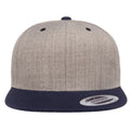 Heather Grey-Navy - Side - Yupoong Mens The Classic Premium Snapback 2-Tone Cap