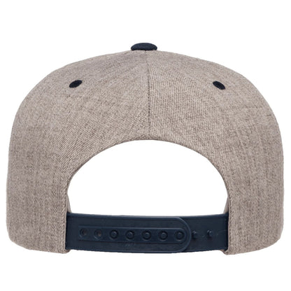 Heather Grey-Navy - Back - Yupoong Mens The Classic Premium Snapback 2-Tone Cap