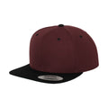 Maroon-Black - Front - Yupoong Mens The Classic Premium Snapback 2-Tone Cap
