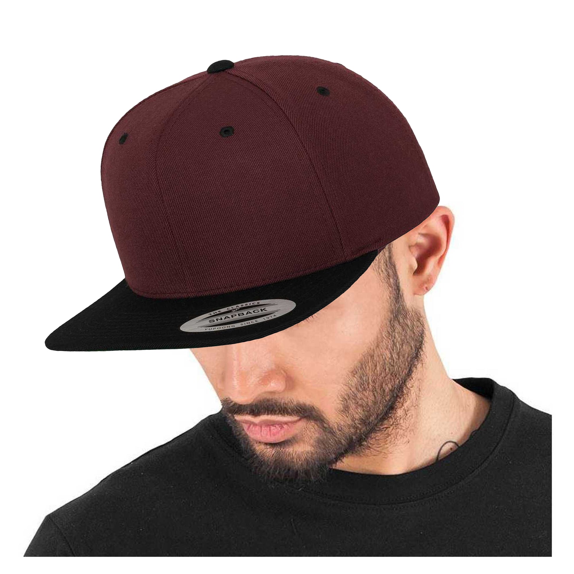 Maroon-Black - Back - Yupoong Mens The Classic Premium Snapback 2-Tone Cap