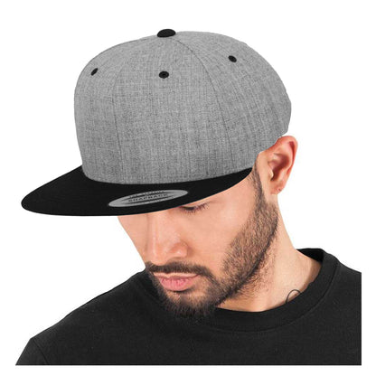 Heather- Black - Back - Yupoong Mens The Classic Premium Snapback 2-Tone Cap