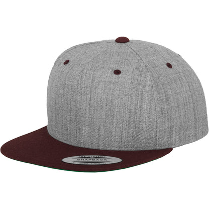 Heather- Maroon - Front - Yupoong Mens The Classic Premium Snapback 2-Tone Cap