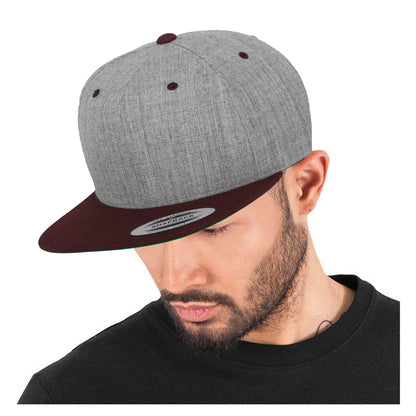 Heather- Maroon - Back - Yupoong Mens The Classic Premium Snapback 2-Tone Cap