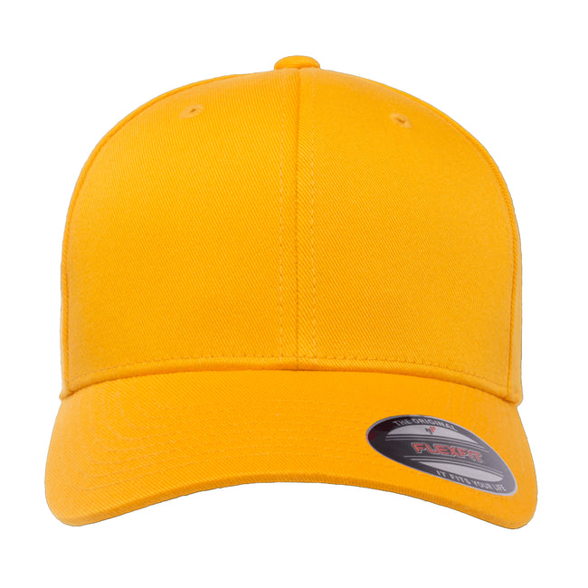 Gold - Back - Yupoong Mens Flexfit Fitted Baseball Cap