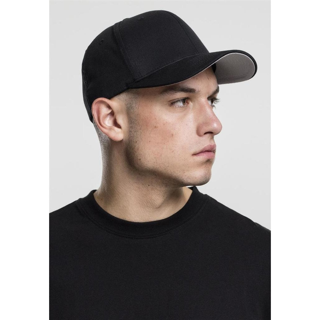 Black - Side - Yupoong Mens Flexfit Fitted Baseball Cap