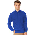 Royal Blue - Back - B&C Mens Safran Long Sleeve Cotton Polo Shirt