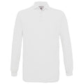 White - Front - B&C Mens Safran Long Sleeve Cotton Polo Shirt