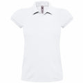White - Front - B&C Womens-Ladies Heavymill Cotton Short Sleeve Polo Shirt