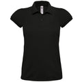 Black - Front - B&C Womens-Ladies Heavymill Cotton Short Sleeve Polo Shirt
