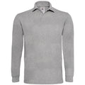 Heather Grey - Front - B&C Mens Heavymill Cotton Long Sleeve Polo Shirt