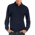 Navy - Back - B&C Mens Heavymill Cotton Long Sleeve Polo Shirt