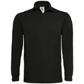 Black - Front - B&C Mens Heavymill Cotton Long Sleeve Polo Shirt
