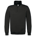 Black - Front - B&C Mens ID.004 1-4 Zip Sweatshirt