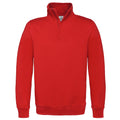 Red - Front - B&C Mens ID.004 1-4 Zip Sweatshirt