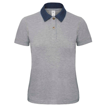 Denim- Heather Grey - Front - B&C Denim Womens-Ladies Forward Short Sleeve Polo Shirt
