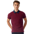 Denim- Burgundy - Back - B&C Denim Mens Forward Short Sleeve Polo Shirt