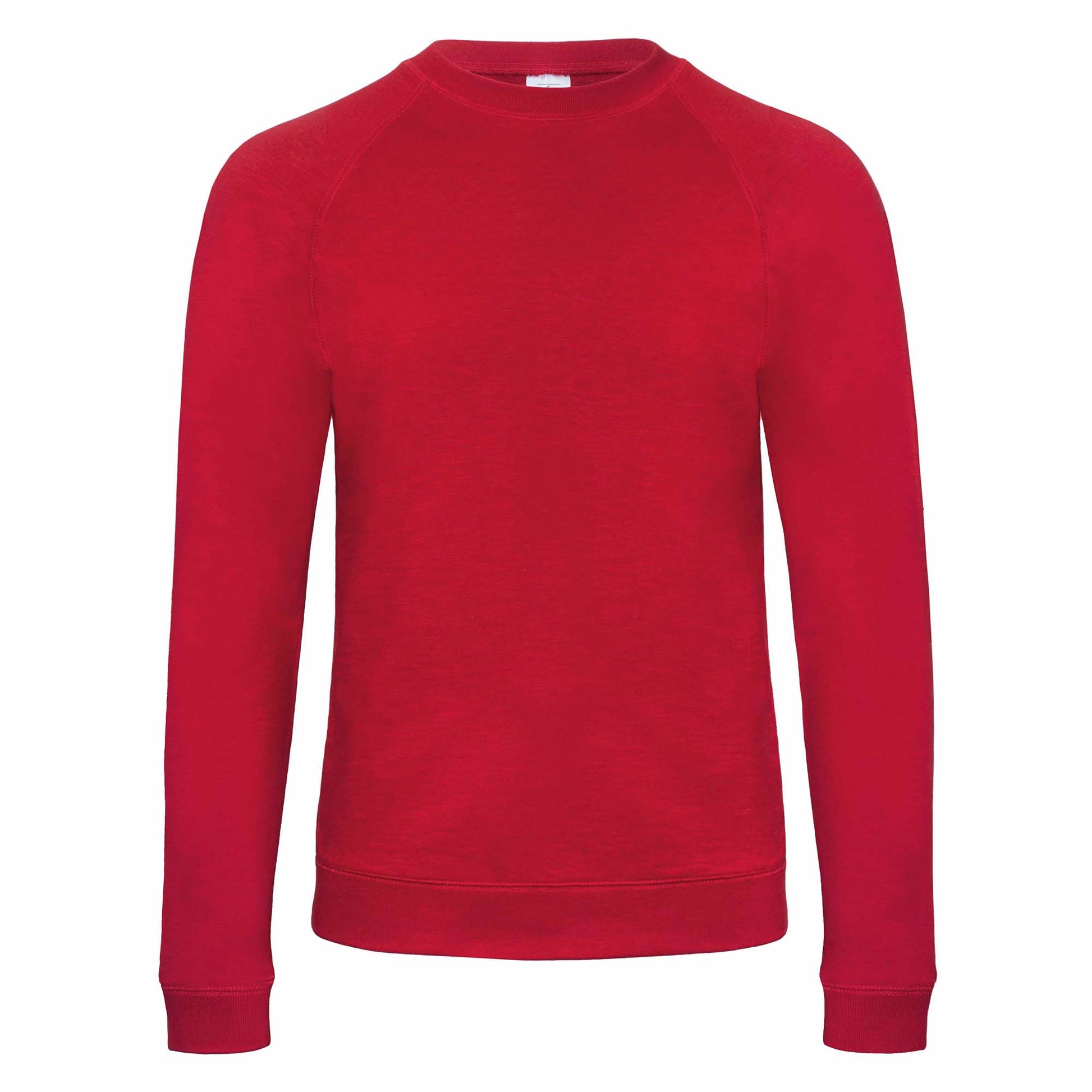 Chic Red - Front - B&C Denim Mens Starlight Raglan Slub Sweatshirt