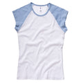 White - Baby Blue - Back - Bella + Canvas Womens-Ladies Baby Rib Cap Sleeve Contrast T-Shirt