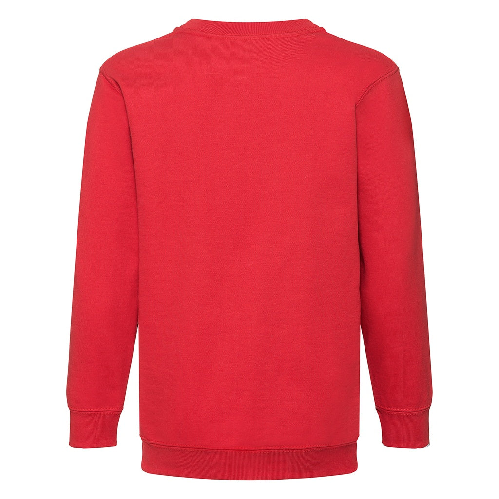 Red - Back - Fruit Of The Loom Kids Unisex Classic 80-20 Set-In Sweatshirt