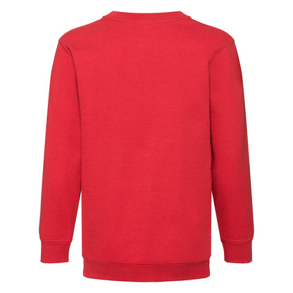 Red - Back - Fruit Of The Loom Kids Unisex Classic 80-20 Set-In Sweatshirt