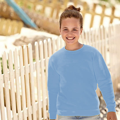 Sky Blue - Back - Fruit Of The Loom Kids Unisex Classic 80-20 Set-In Sweatshirt