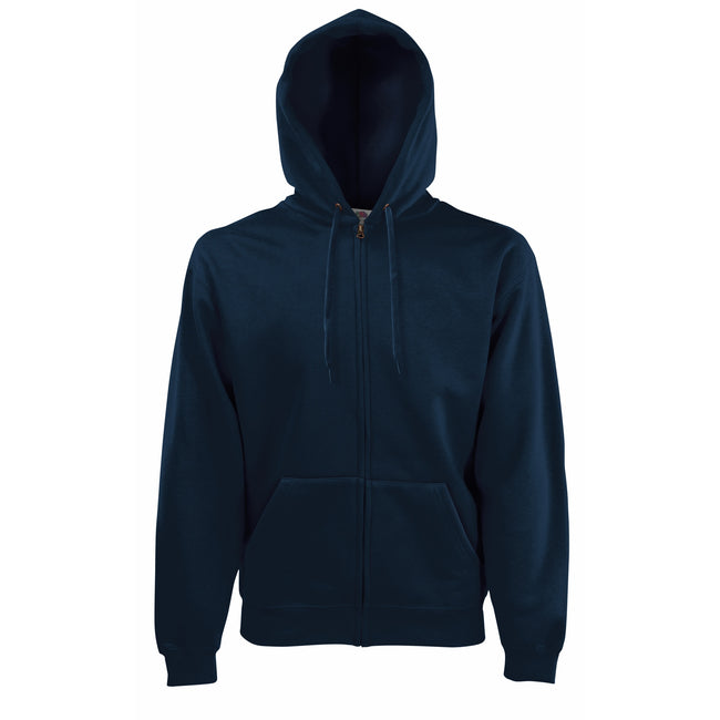 Deep Navy - Front - Fruit Of The Loom Mens Premium 70-30 Hooded Zip-Up Sweatshirt - Hoodie
