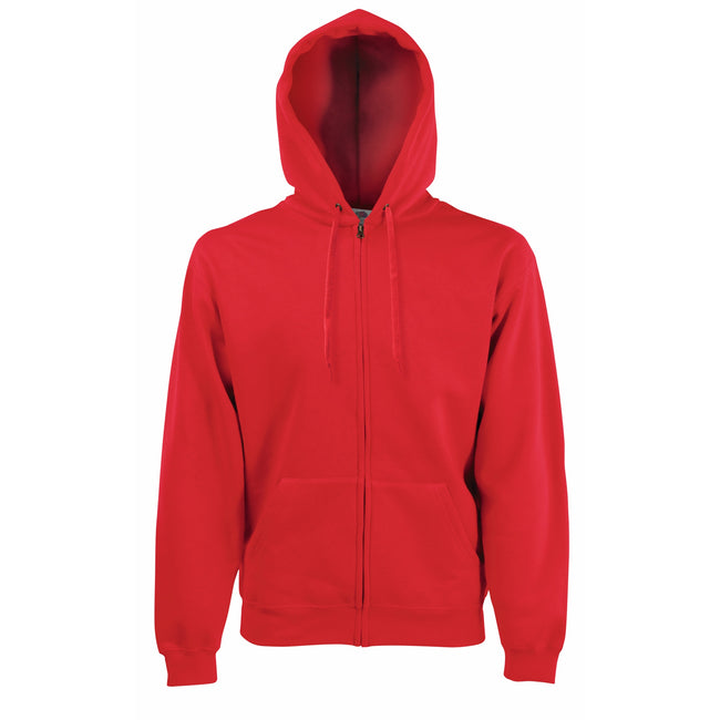 Red - Front - Fruit Of The Loom Mens Premium 70-30 Hooded Zip-Up Sweatshirt - Hoodie