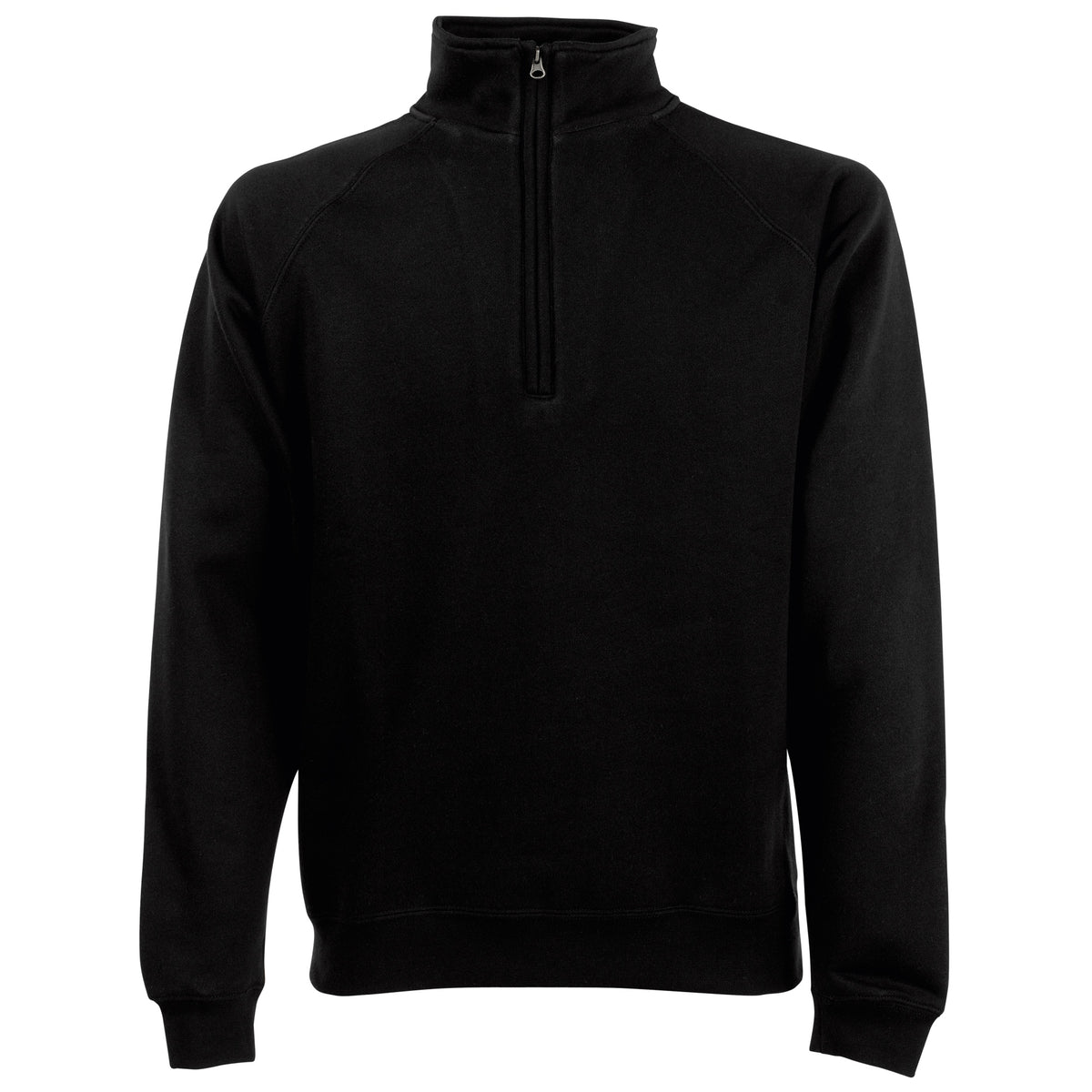 Black - Front - Fruit Of The Loom Mens Premium 70-30 Zip Neck Sweatshirt
