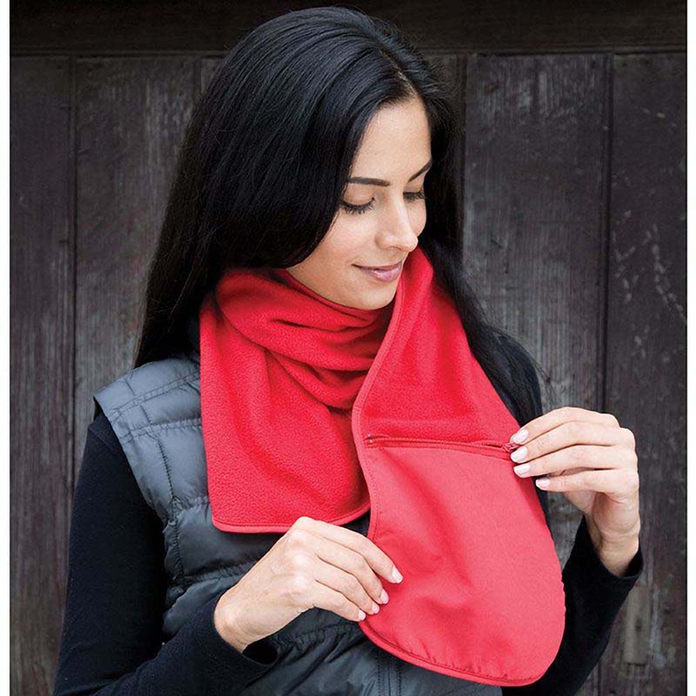 Red - Back - Result Active Anti-Pilling Fleece Winter Scarf With Zip Pocket