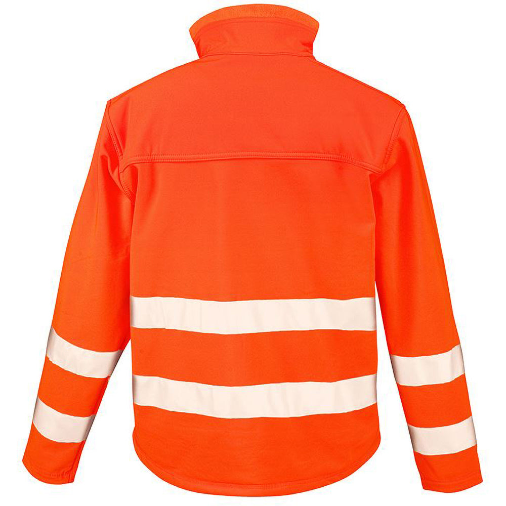 Fluorescent Orange - Back - Result Core Mens High-Visibility Winter Blouson Softshell Jacket (Water Resistant & Windproof)