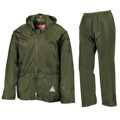 Olive - Front - Result Mens Heavyweight Waterproof Rain Suit (Jacket & Trouser Suit)