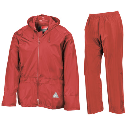 Red - Front - Result Mens Heavyweight Waterproof Rain Suit (Jacket & Trouser Suit)