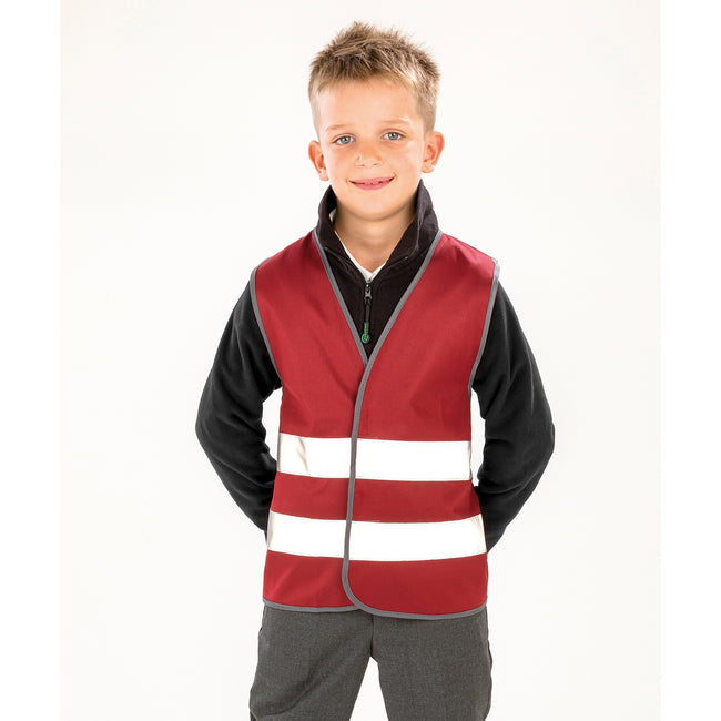 Burgundy - Back - Result Core Kids Unisex Hi-Vis Safety Vest