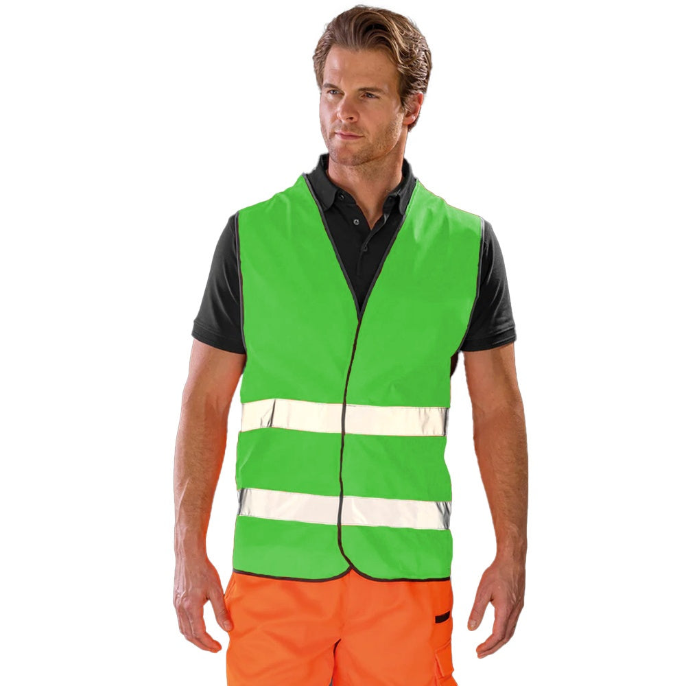 Lime - Front - Result Core Adult Unisex Motorist Hi-Vis Safety Vest