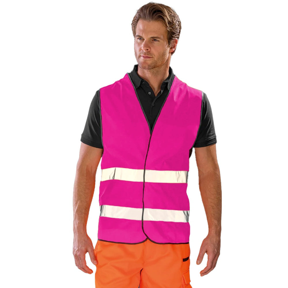 Fluorescent Pink - Side - Result Core Adult Unisex Motorist Hi-Vis Safety Vest