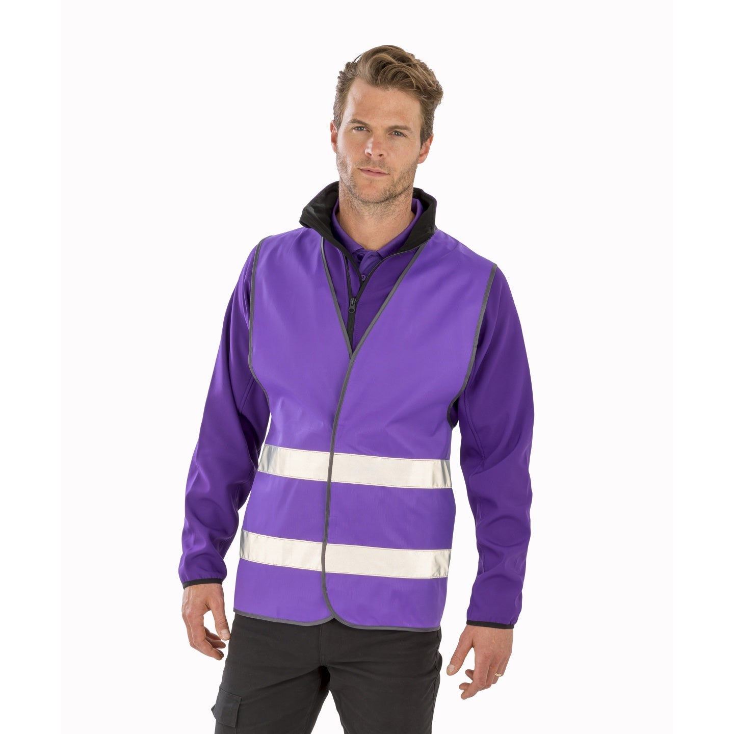 Purple - Side - Result Core Adult Unisex Motorist Hi-Vis Safety Vest