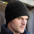 Black - Back - Result Unisex Winter Essentials Active Fleece Ski Bob Hat
