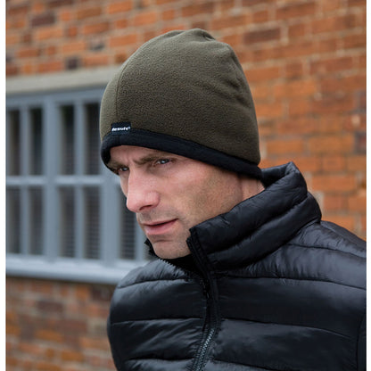 Olive - Black - Back - Result Unisex Winter Essentials Reversible Microfleece Bob Hat