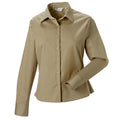 Khaki - Back - Russell Collection Womens-Ladies Long Sleeve Classic Twill Shirt