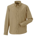 Khaki - Front - Russell Collection Mens Long Sleeve Classic Twill Shirt