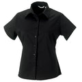 Black - Front - Russell Collection Womens-Ladies Short Sleeve Classic Twill Shirt