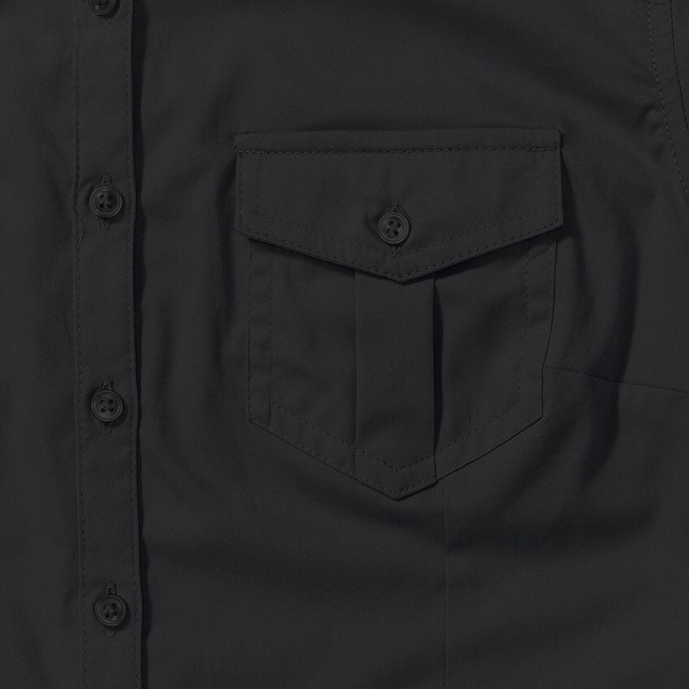 Black - Pack Shot - Russell Collection Womens-Ladies Short - Roll-Sleeve Work Shirt