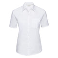 White - Front - Russell Collection Womens-Ladies Short Sleeve Pure Cotton Easy Care Poplin Shirt