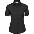 Black - Front - Russell Collection Womens-Ladies Short Sleeve Pure Cotton Easy Care Poplin Shirt