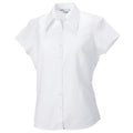 White - Front - Russell Collection Womens-Ladies Short Cap Sleeve Tencel® Fitted Shirt