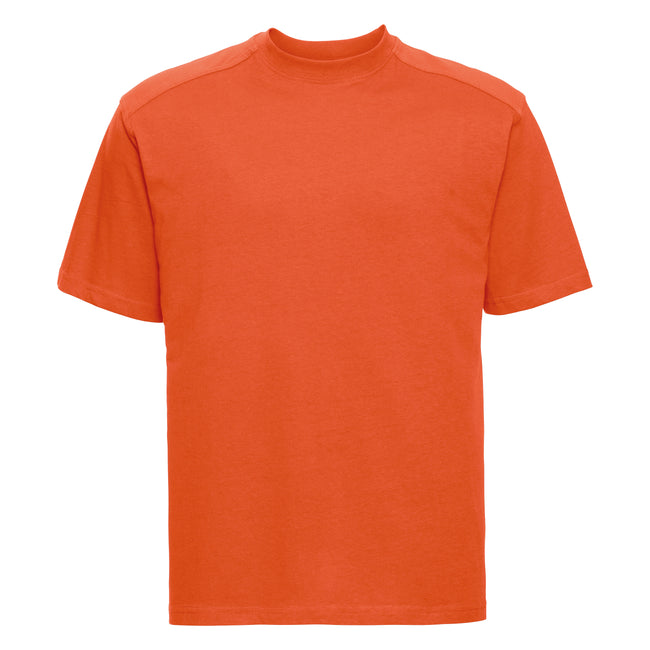Orange - Front - Russell Europe Mens Workwear Short Sleeve Cotton T-Shirt