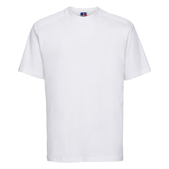 White - Front - Russell Europe Mens Workwear Short Sleeve Cotton T-Shirt