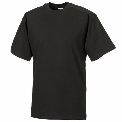 Black - Back - Russell Europe Mens Workwear Short Sleeve Cotton T-Shirt